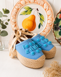 Blue beaded details espadrilles